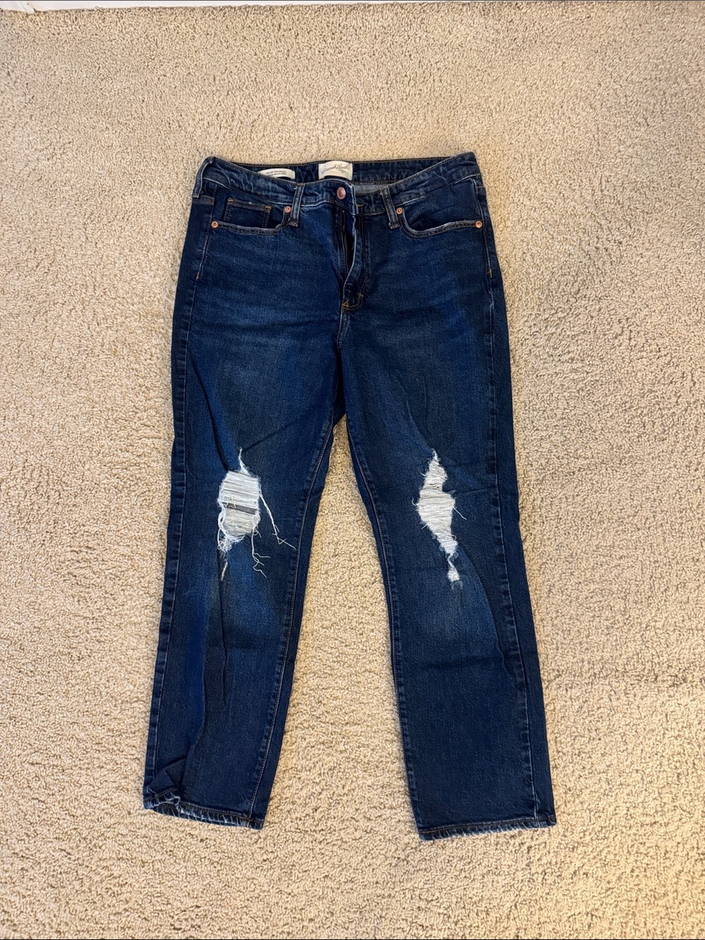 Universal Thread Dark Blue Distressed Boyfriend Jeans